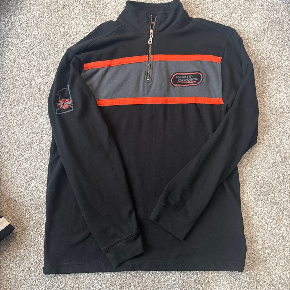 Harley-Davidson Black and Gray Pullover with Red Accents